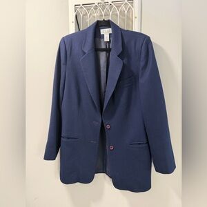 Vintage 100% Wool Lands' End Navy Women's Blazer